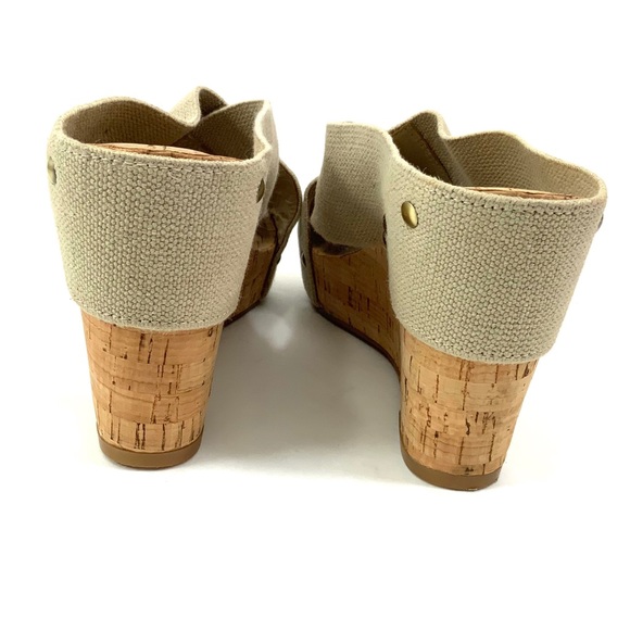 LUCKY BRAND Beige Cork Wedge Slip-On Sandals - Picture 5 of 8